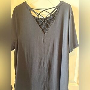 Livi Lane Bryant Black Short Sleeve Top with Crisscross Back